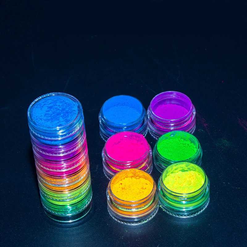 6Pcs Neon Pigment Powder For Nails Art Decoration Fluorescent  Rainbow Gradient Nails Make Up Sparkle Chrome Dust
