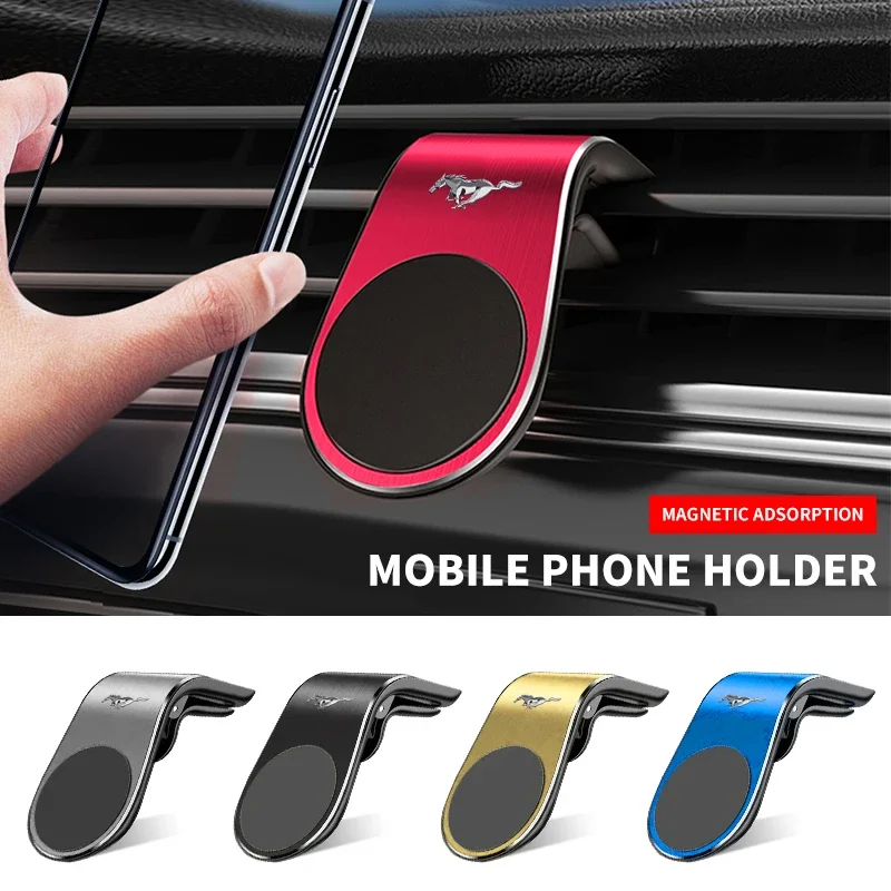 Car Magnetic L-Type Holder Magnet Mobile Phone Stand GPS Support For Ford mustang Shelby GT GT500 GT350 Convertible Mach-E cobra