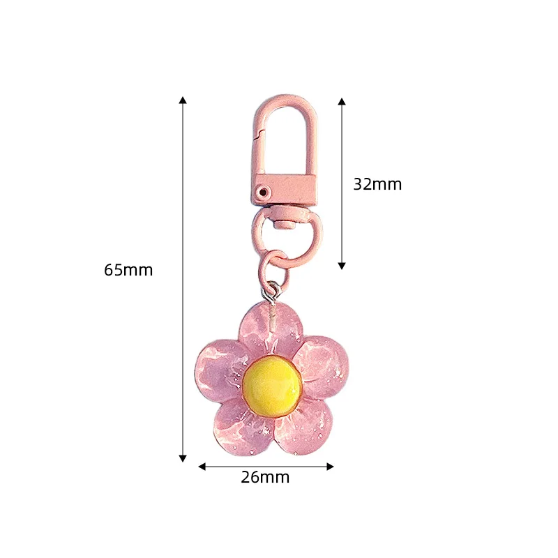 Llaveros de Flores Adorables para Mujer, Llavero de Resina Transparente con Cierre de Langosta, Adornos para Bolsos, Carteras, Mochilas, Decoraciones, Joyería, Accesorios DIY