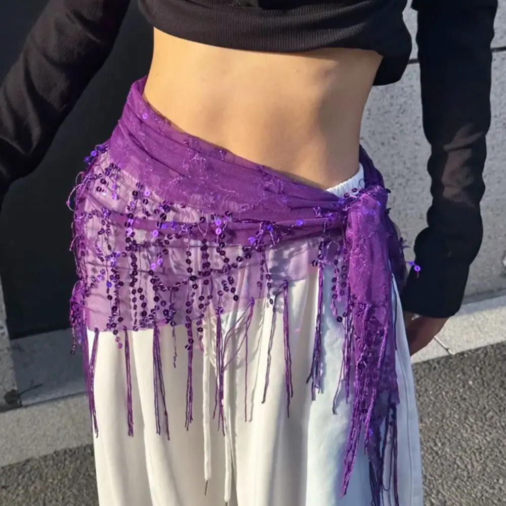 Ceinture de danse du ventre à paillettes, jupe de danseuse à glands, Costumes de spectacle de danse de rue, écharpe de hanche pour thaïlande/inde/arabe