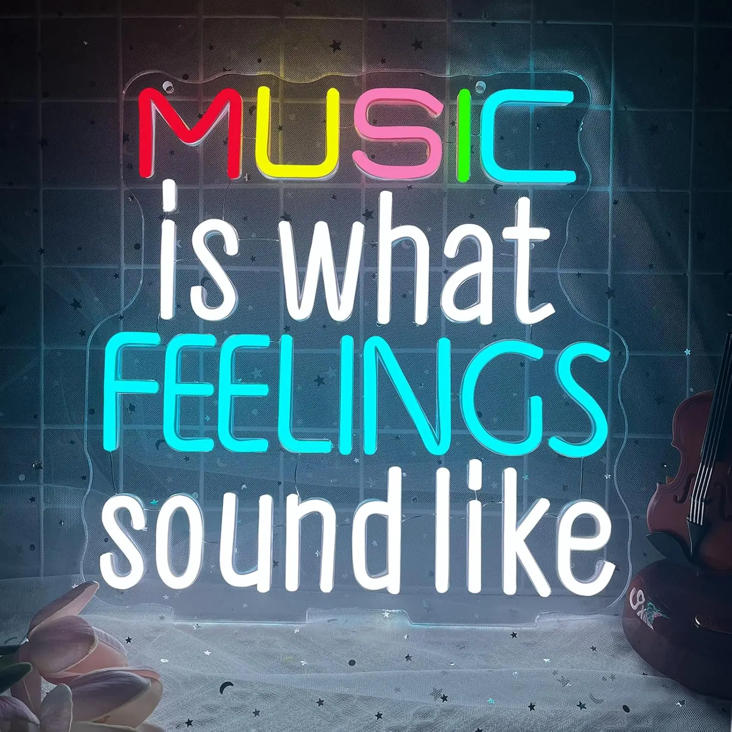 

Music Is What Feelings Sound Like Neon SignUSB Powered LED Dimmable LED Neon Light for Bedroom Party Club Recording Studio Decor