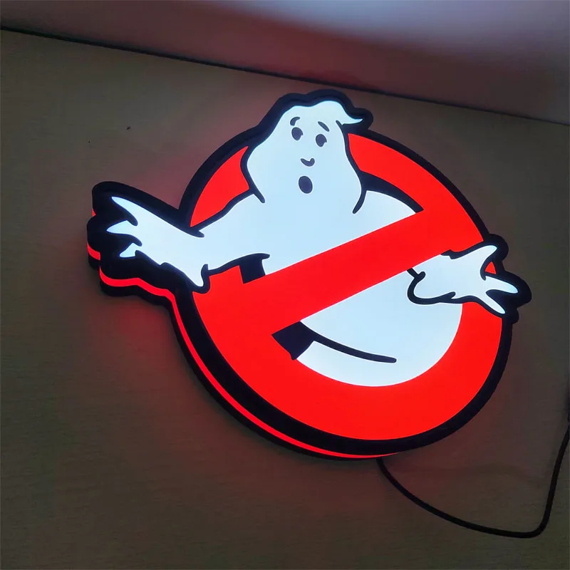 Ghostbusters Logo LED Lightbox Sign giochi per sala giochi decorazione per Club Wall Art Decor 3D Print Nightlight Gamer regali personalizzati