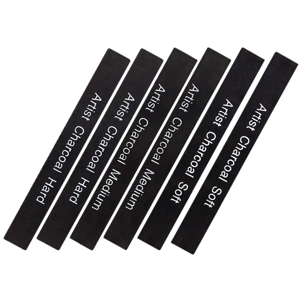 6pcs Charcoal Carbon Compressed Rods Professional Drawing Pencils Durable Compressed Charcoal for Students Artists Supplies