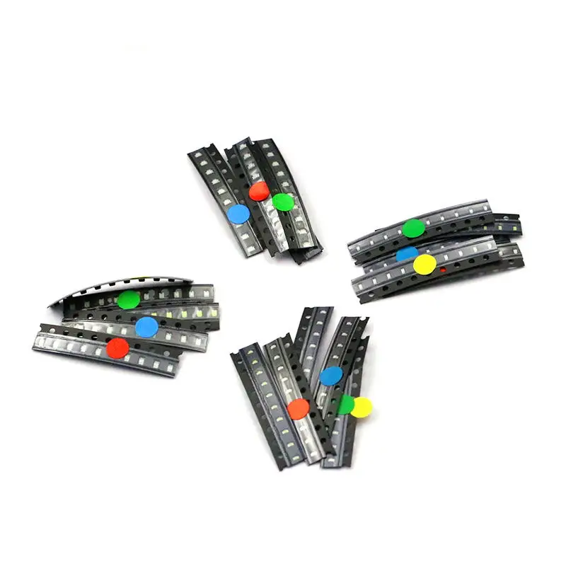 Ensemble de composants de Diode électroluminescente LED SMD 0805 0603, 5 types de diodes électroluminescentes, rouge, bleu, vert, jaune et blanc, 10 de chaque