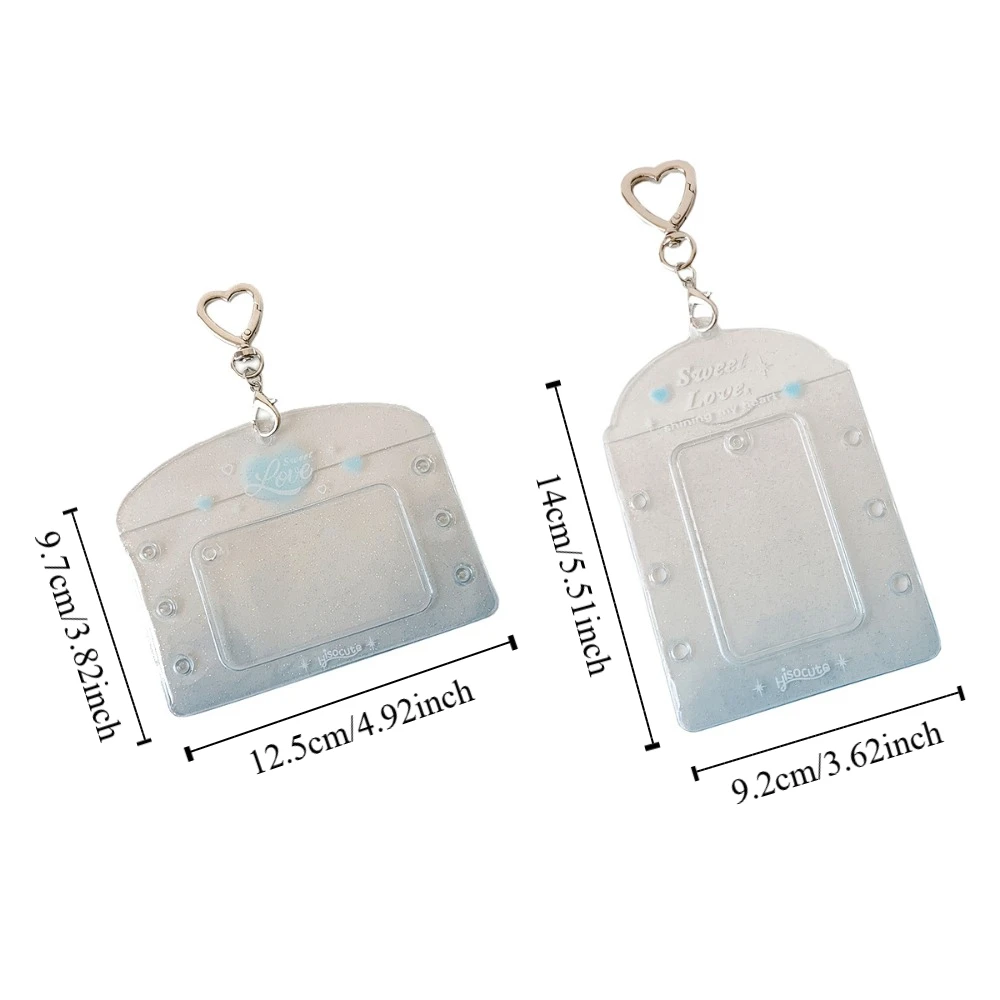 With Keychain DIY Ribbon Photocard Holder PVC Card Cover Love Heart Pendant ID Photo Photocard Frame Picture Hanging Decoration