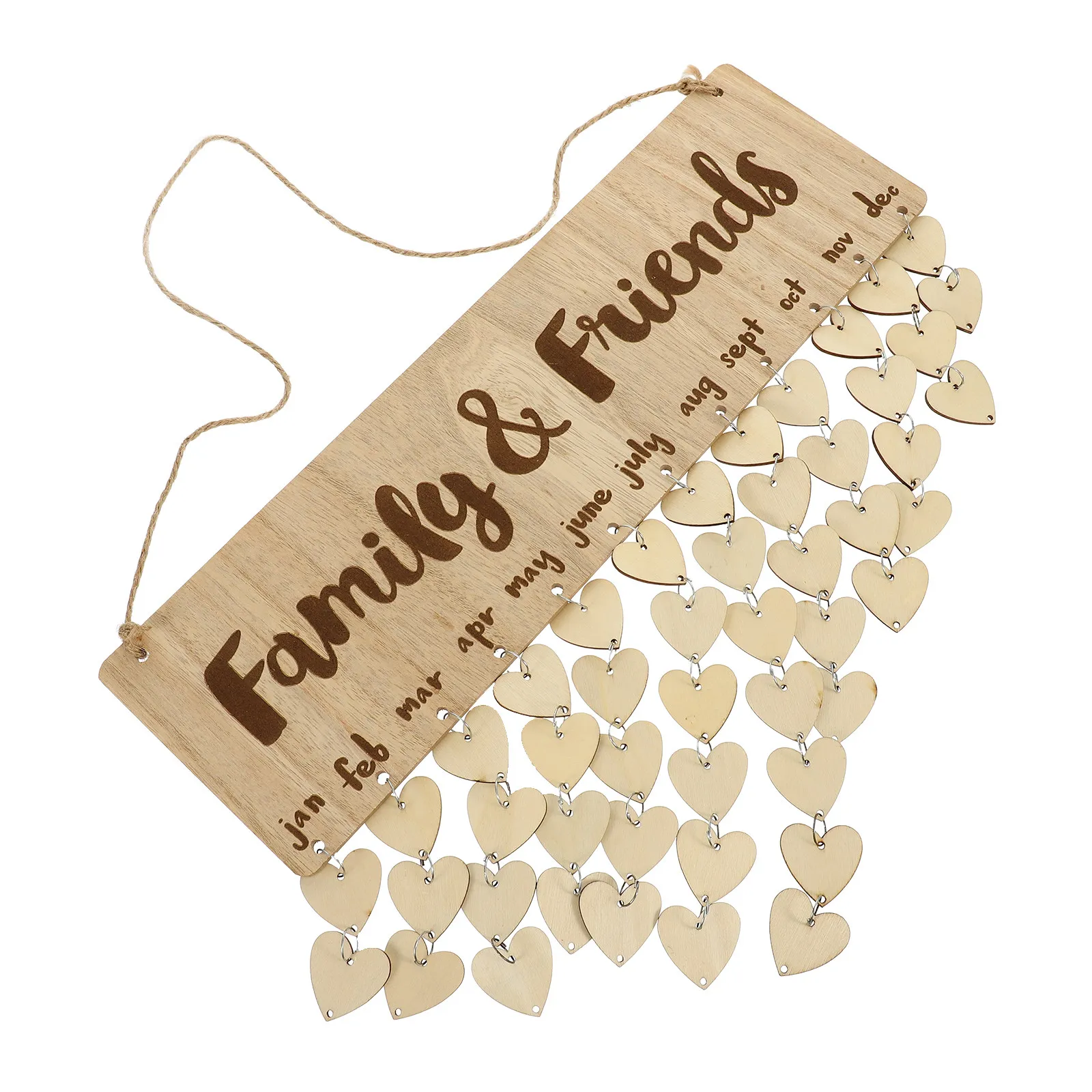 Wooden Hanging Calendar Wall Family Birthday Plaque Reusable Monthly Planner with Elegant Pendant Design for Date Tracking Decor