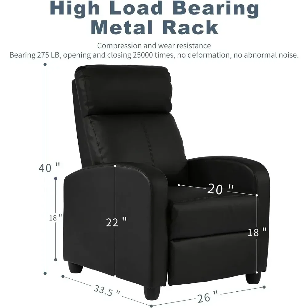 Massage Recliner Chair, Padded Wide Seat Sofa Wingback Single Sofa with Footrest PU Leather for Living Room Home Theater, Chair image 2