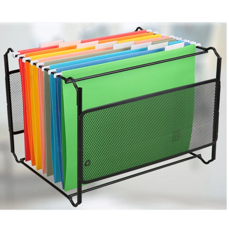 A4 Mesh Metal File Organizer Box Hanging File Folder Box Desk Storage Holder Shelf Holder Storage for Office Home