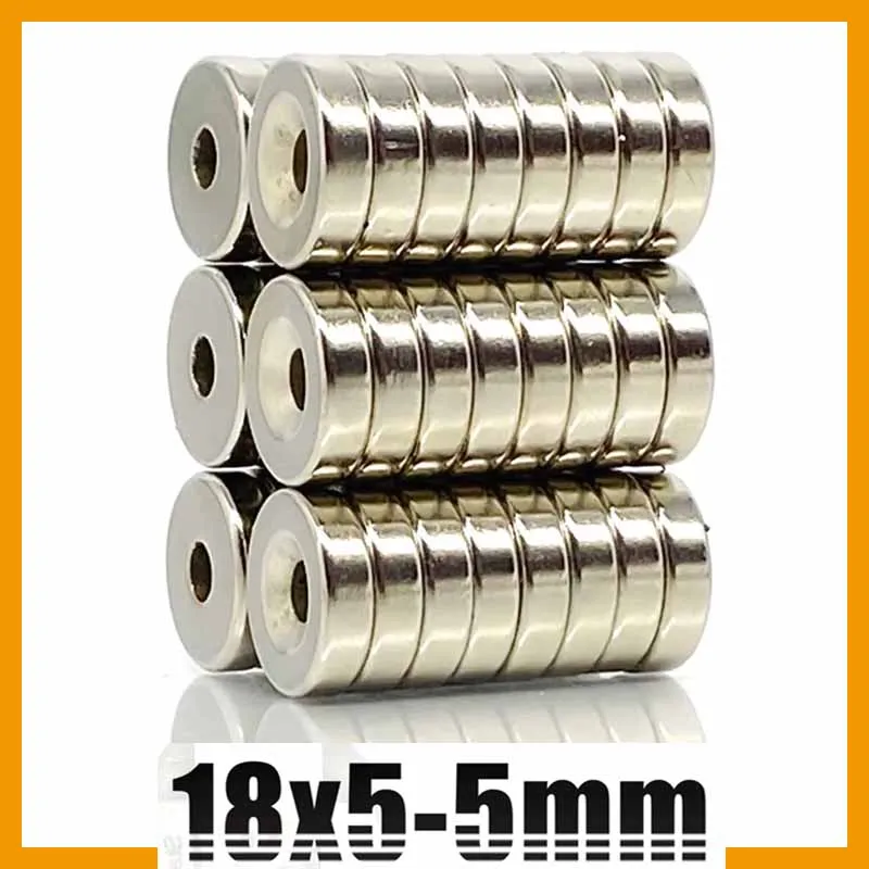 18x5-5mm 5/10/20/50pcs Rare Earth Round Neodymium Magnets Disc 18x5mm Hole 5mm Countersunk Strong Powerful Magnetic 18*5-5mm