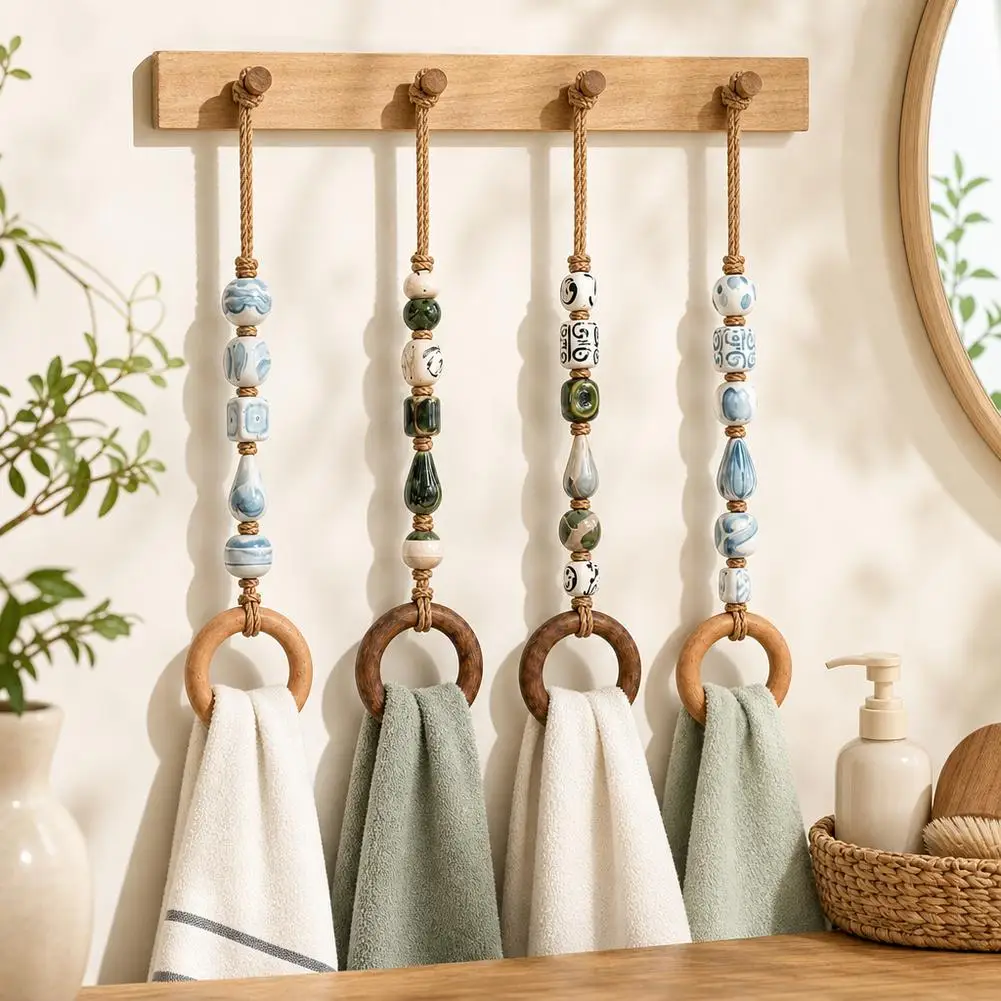 Portable Practical Beaded Towel Hanger Bead Towel Hanger Handtowel Holder For Bathroom And Kitchen Decoration