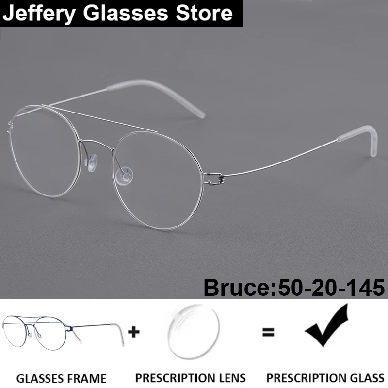 Denmark Men Pilot Prescription Eyeglasses BRUCE TT Titanium Ultralight Women Glasses Myopia Progressive Reading Graduate lens