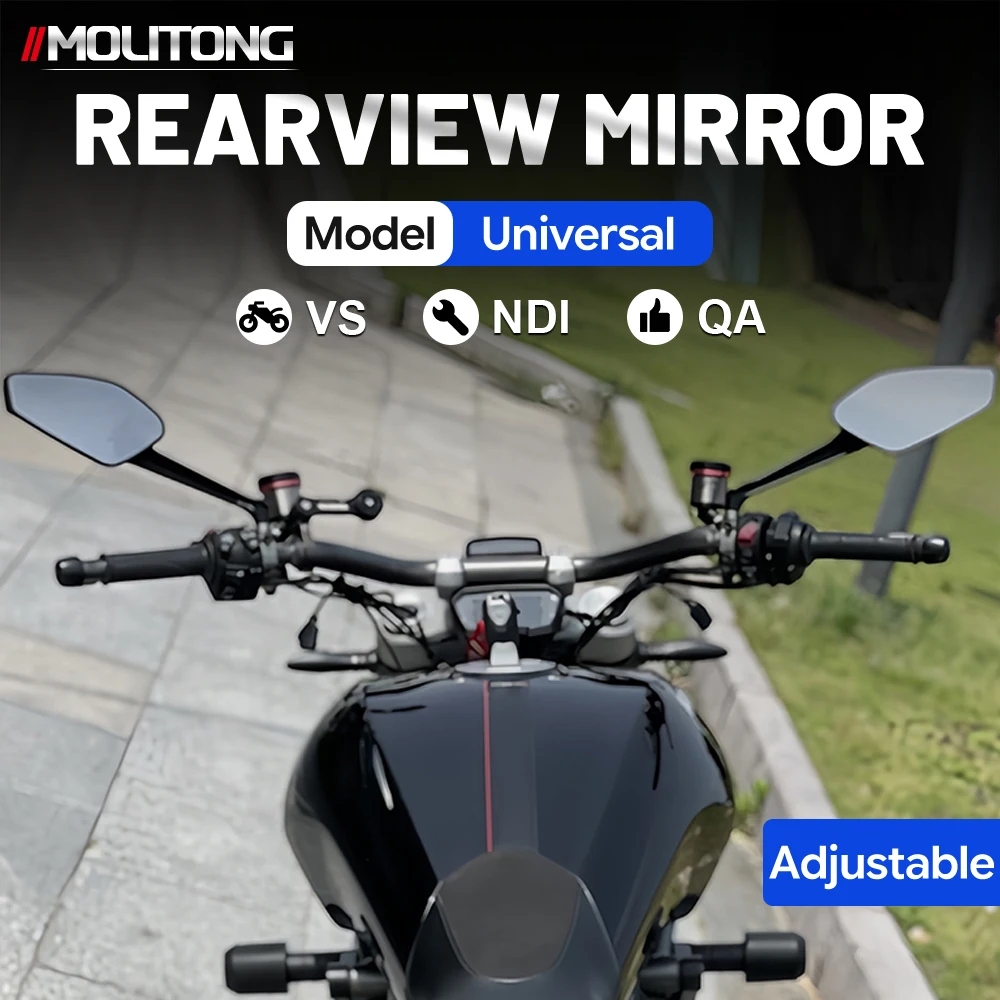 Motorcycle Rearview Mirror Sport Angular Housing Multi‑Angle Adjustable Wide‑View Side Mirror For Naked Street Bike Accessories
