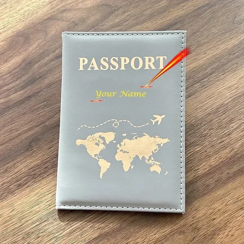 Golden Color Personalized Passport Cover Travel Women PU Custom Name Passport Holder Travel Passport Case Wedding Gift