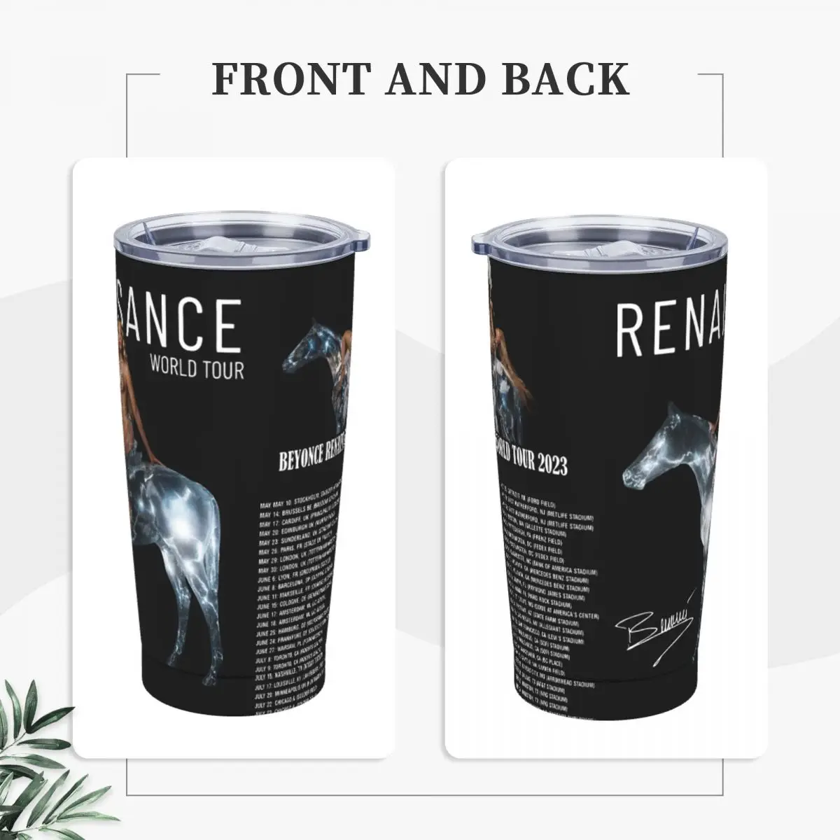 2023 Beyonce Renaissance Insulated Tumbler with Straws Lid World Tour Vacuum Coffee Mugs Double Wall Thermos Bottle Cup, 20oz