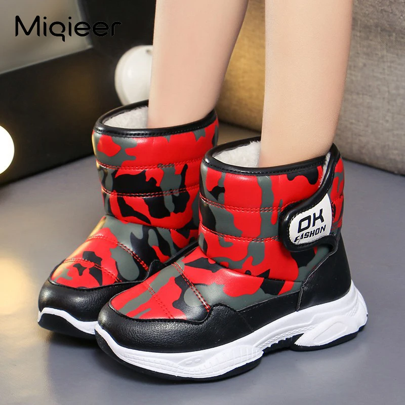 Children Snow Boots For Girls Boys Baby Fleece Warm Anti Skid Kids Ankle Sapato Camouflage Water Proof Winter Boots Cotton Shoes