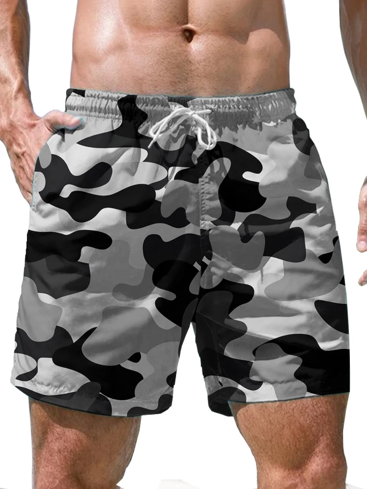 Men's camouflage elements 3D digital printing casual personality large size quick-drying beach pants street trend men's shorts