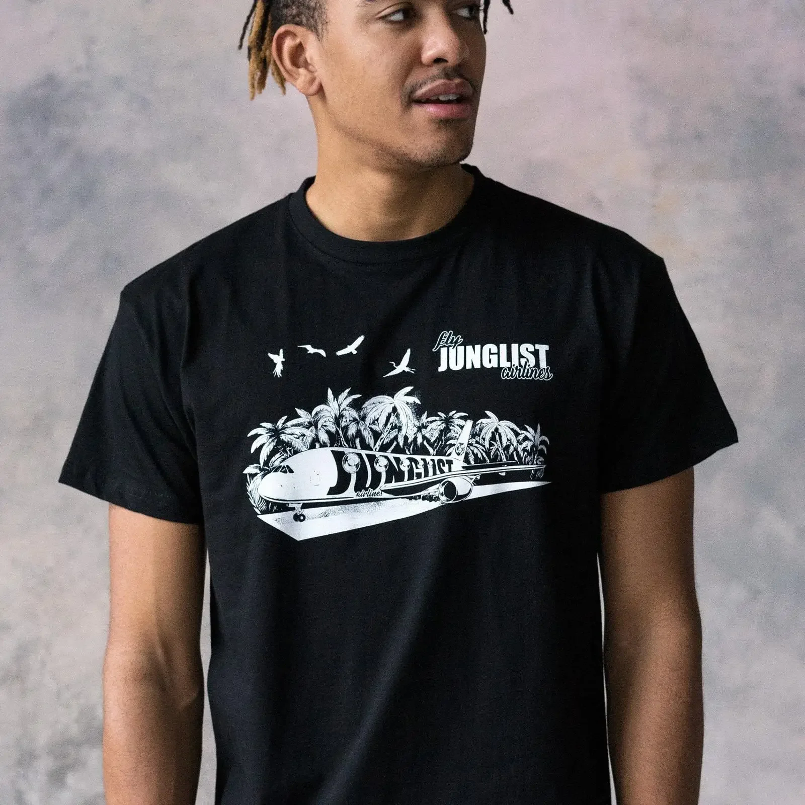 Junglist Airlines T Shirt Drum and Bass Music vintage Washed Stretched Unisex streetwear Breathable fashion Casual homme Soft