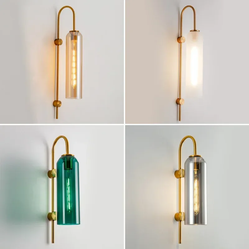 Modern White Glass Lampshade Wall Lamp For Bedroom Background Bedside Reading Lighting Office Decoration Hotel Stairs Simple