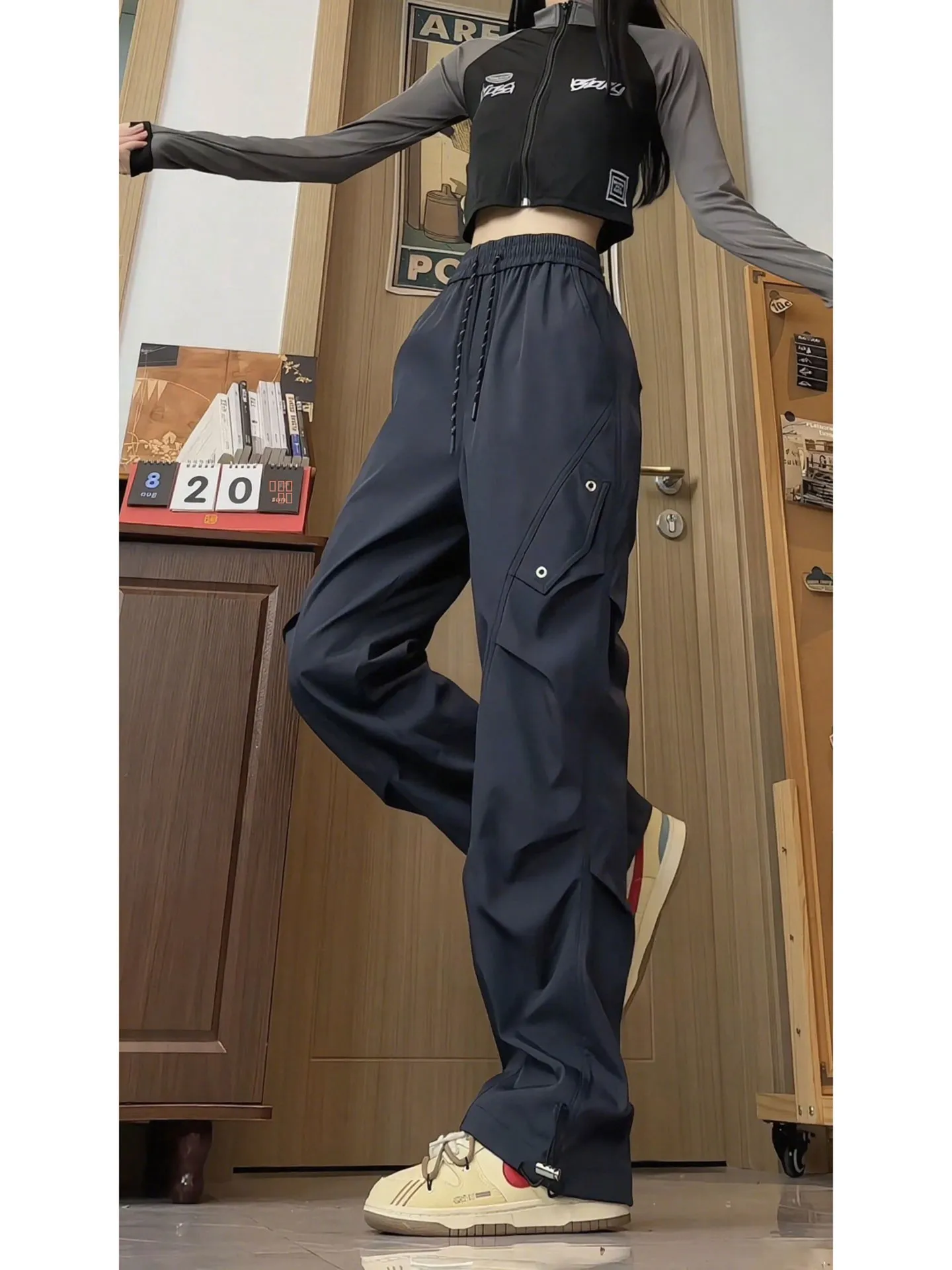 

Мужские повседневные брюки American Sle для осени, уличные, водоотталкивающие, для походов, свободные, прямые, с высокой талией, из полиэфирного волокна