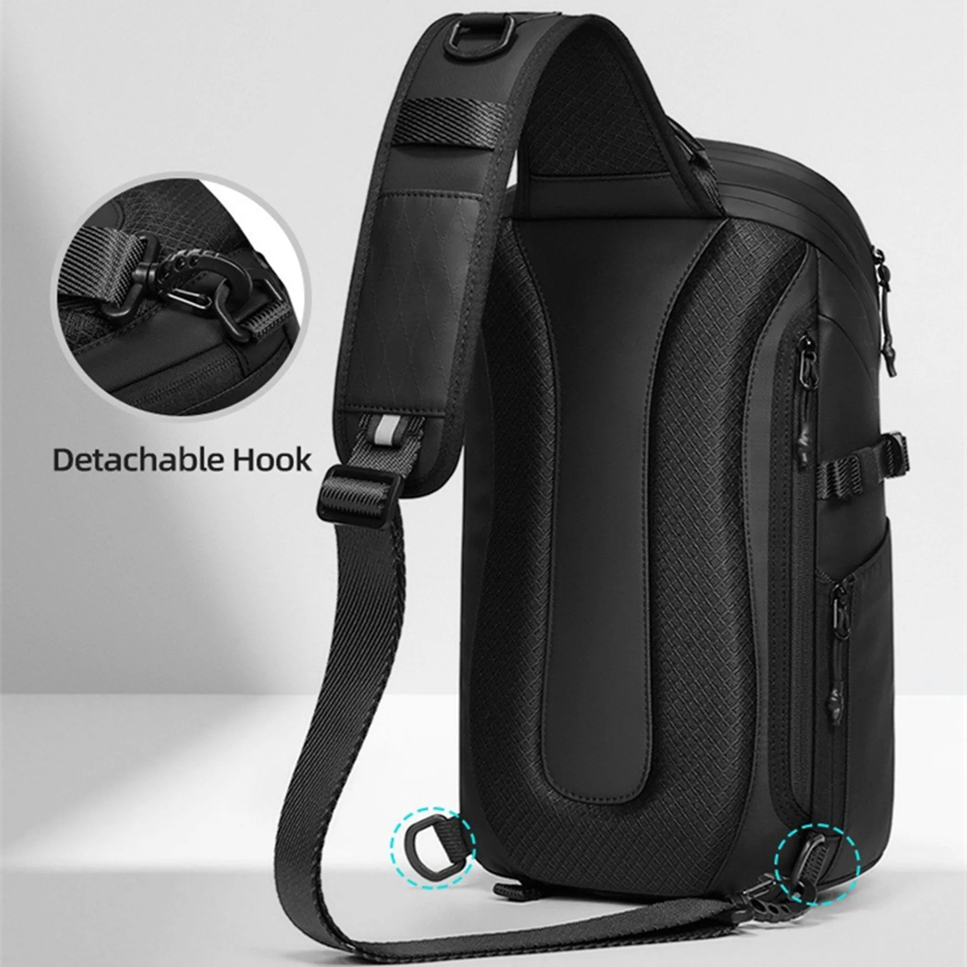 رجل الموضة مقاوم للماء حقيبة ظهر تحمل على الكتف الرياضة في الهواء الطلق السفر Crossbody حقيبة USB التكتيكية الصدر حزمة صندوق تخزين الكمبيوتر اللوحي