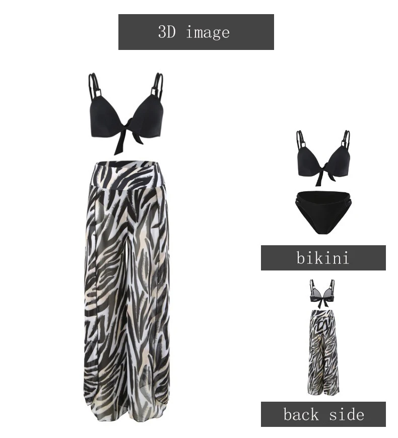 Heiß begehrte Badeanzüge für Damen, neue europäische und amerikanische hochwertige Bikinihosen, dreiteiliges Badeanzug-Set, Großhandel. – Detail 3