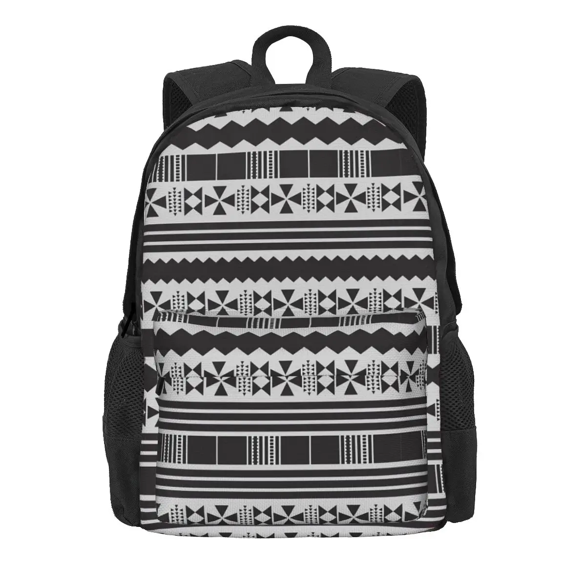 Abstract Ethnic Aztec Backpack Black And White Camping Backpacks Women Men Kawaii School Bags High Quality Soft Rucksack