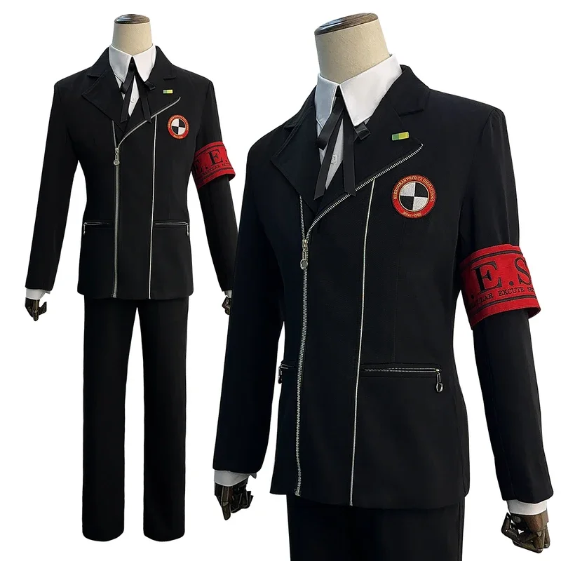 

Game P3 Makoto Yuki Cosplay Costume Wig Gekkoukan High School Uniform Embroidery Suit Pants Shirt Daily Wearing Gift