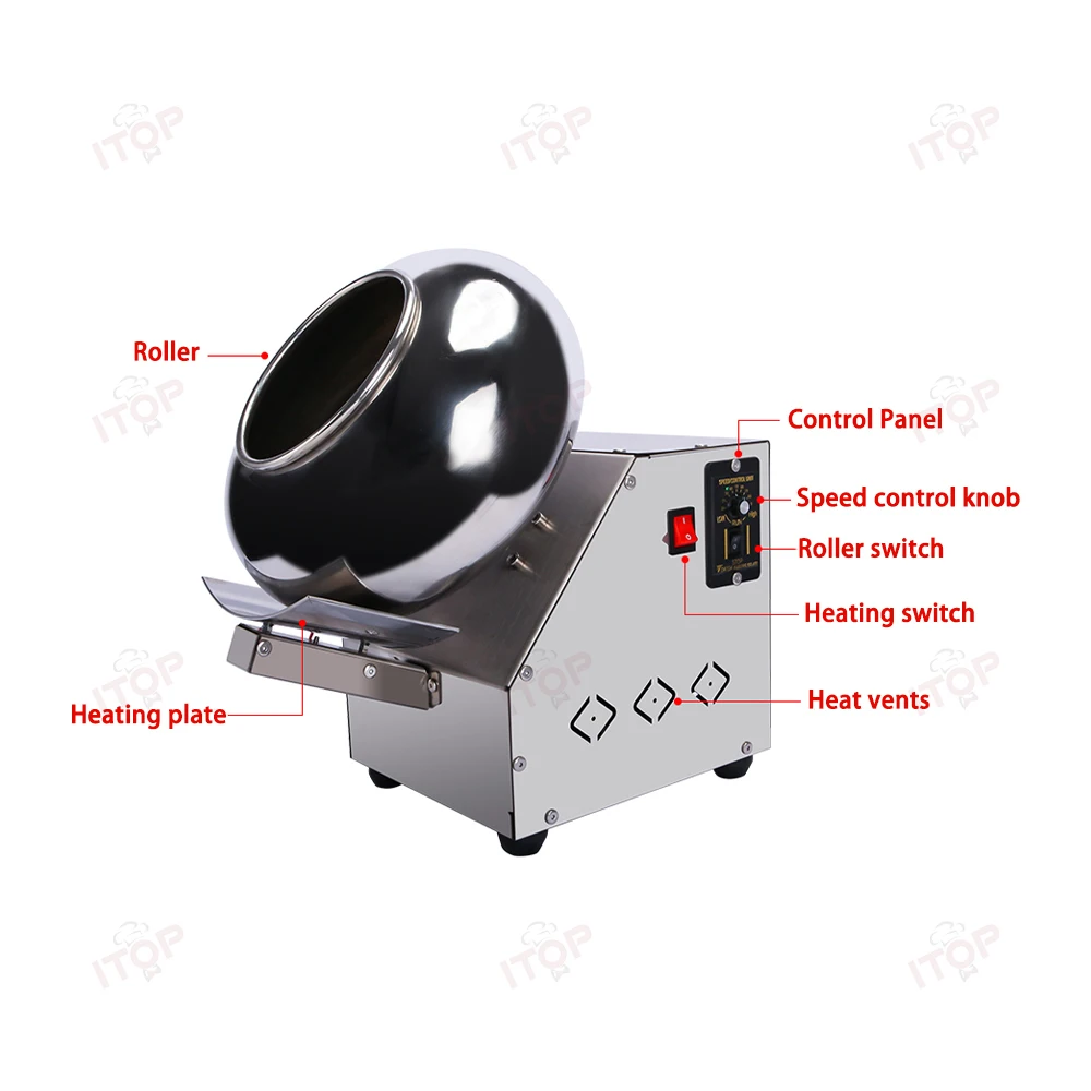 ITOP 40cm Roller Chocolate Ball Maker Chocolate Coating Machine Chocolate Icing Machine Polishing/Rounding/Coating/Drying Maker