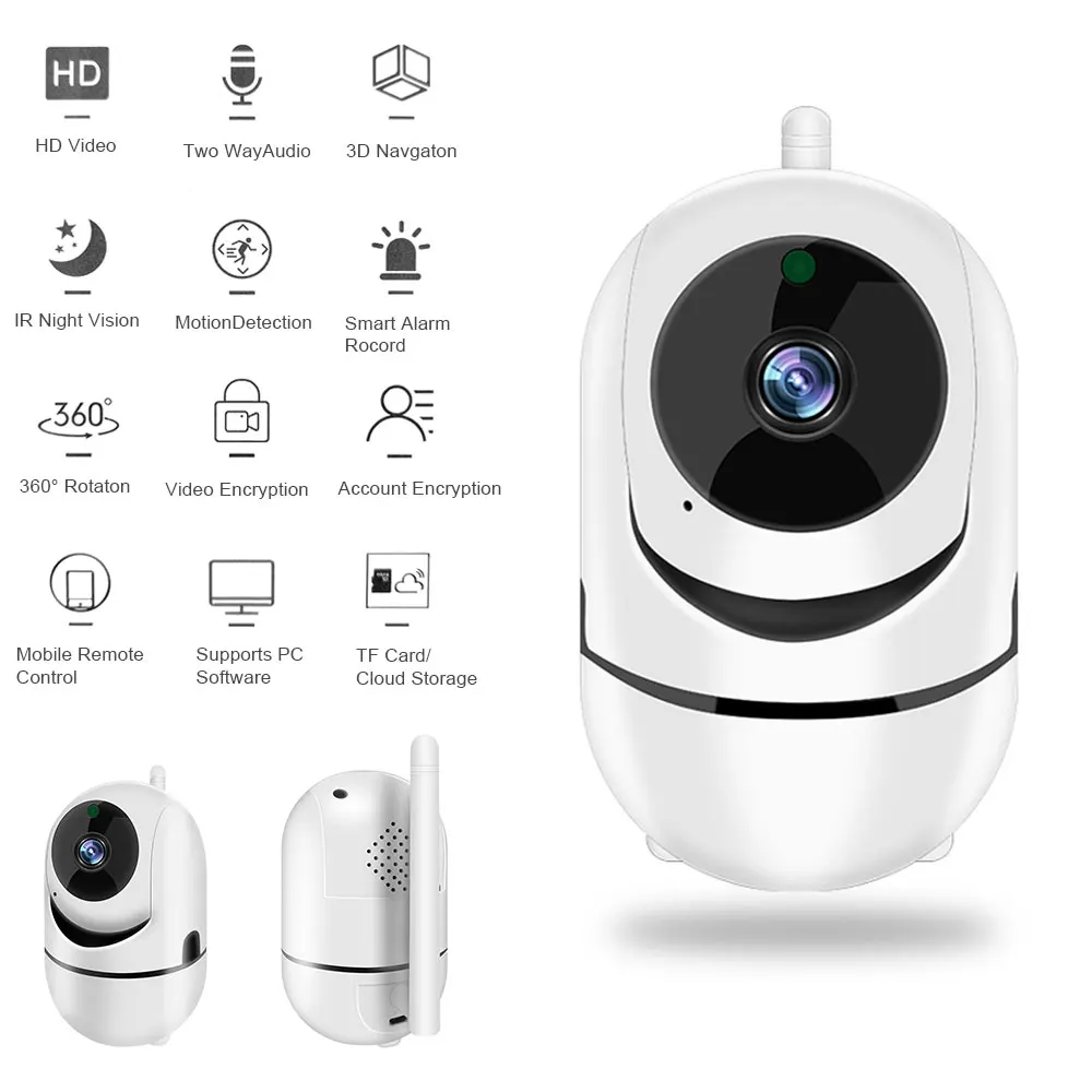 Hikity HD 720P IP Camera Wireless Home Security Camera 360° WI-FI Cloud Camera Two Way Audio Night Vision CCTV Camera Smart Home