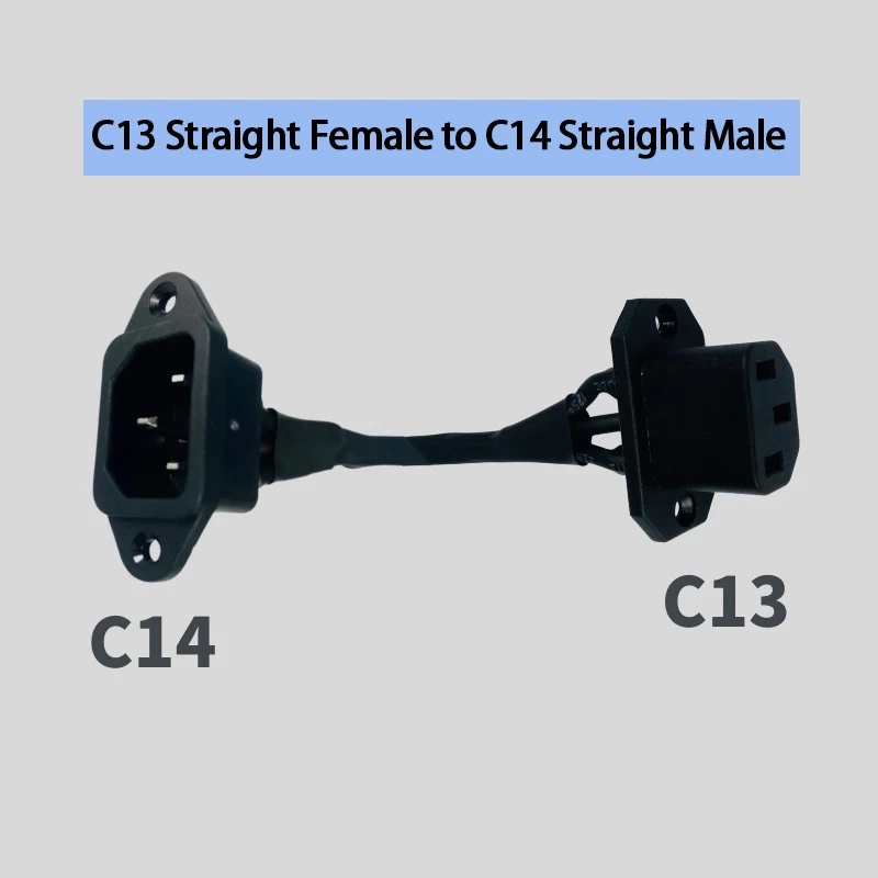 IEC 320 C14 Male Connector (with Mounting Ears) To IEC 320 C13 Female Connector (Downward - Bent), Rated 250V 10A Extension Cord