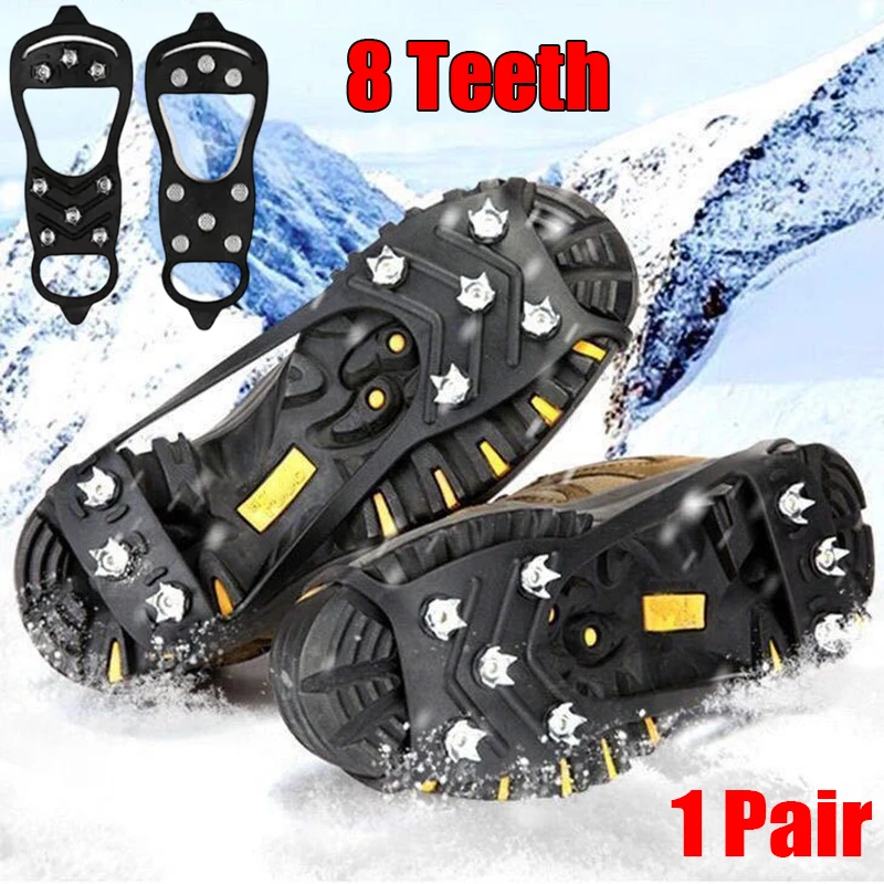 8 Teeth Ice Gripper Spike for Shoes Winter Outdoor Anti-Slip Hiking Mountain Climbing Ice Snow Crampons Anti-slip Shoe Covers