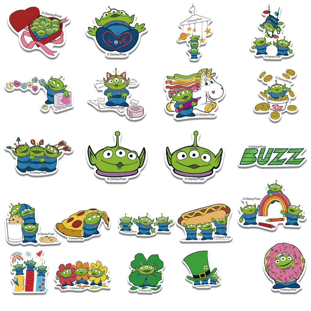 10/20/42PCS New Disney Cartoon Toy Story Alien Sticker DIY Phone Laptop Luggage Skateboard Graffiti Decals Fun for Kid Toys