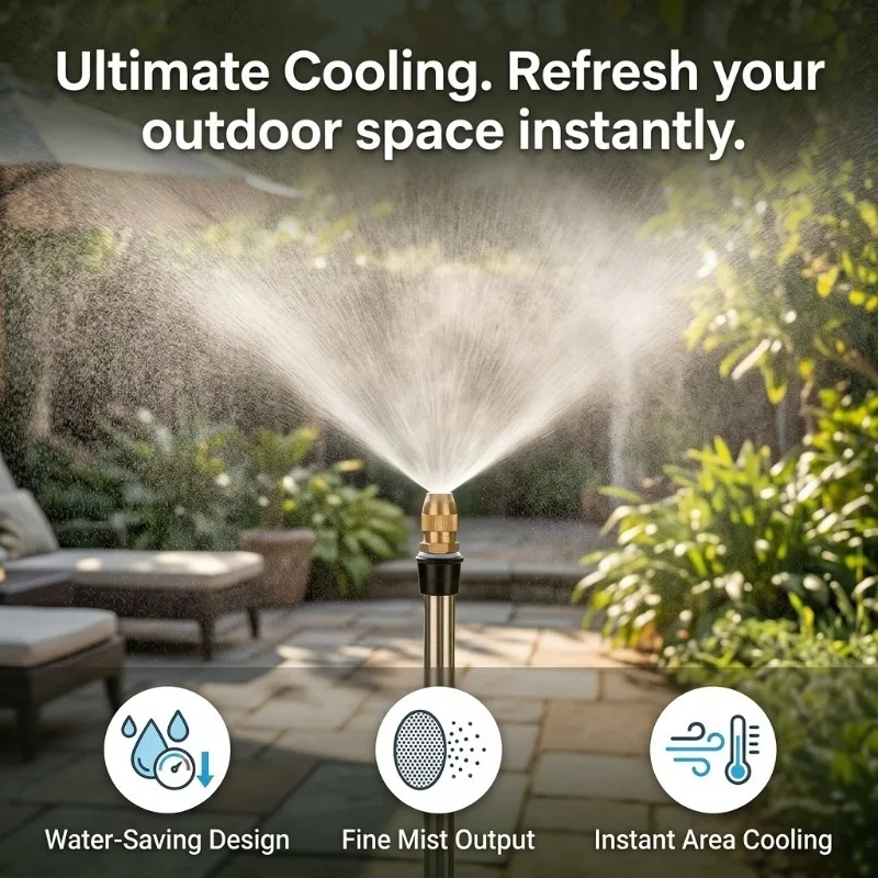Brass Garden Sprinkler Nozzle Adjustable Mist Atomization Irrigation Nozzle 1/2 Inch External Thread Hose Connector Nozzle