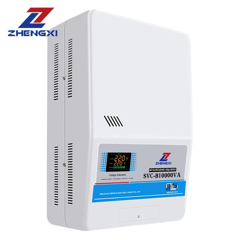 ZX wall mounted voltage regulator SVC-10KVA 12KVA Factory Custom single phase automatic AVR servo motor voltage stabilizer