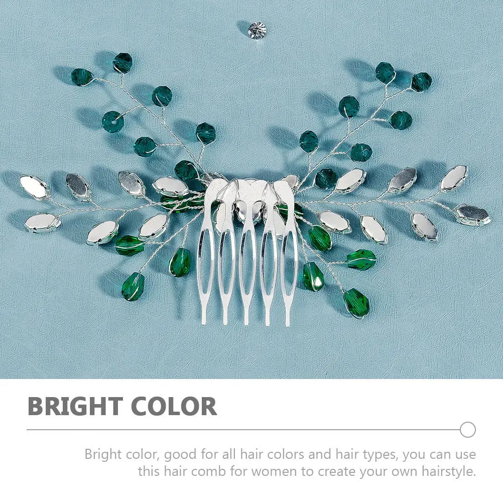 Green Crystal Rhinestone Hair Comb Wedding Side Comb Bridal Hair Accessory for Brides Prom Party Evening Headpiece