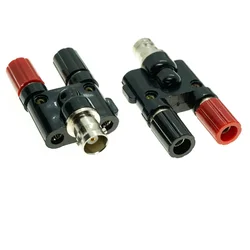 Adaptador de conector Coaxial BNC hembra a dos dual, Conector de poste de unión Banana de 4mm, divisor 1M2F