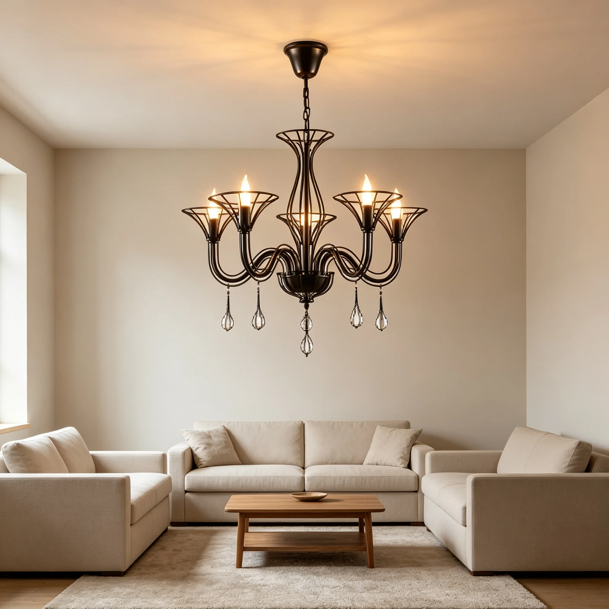 American Simple Wrought Iron Pendant Lights Dining Room Decor Chandelier Foyer Hanging Lamps Bedroom Led Candle Lighting Fixture