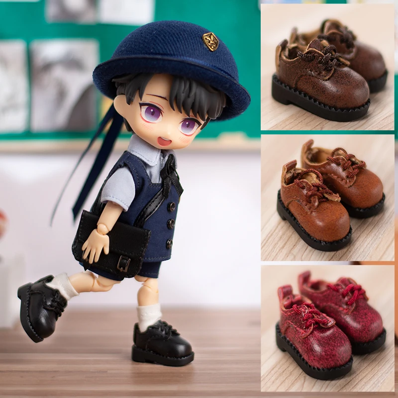 OB11 baby shoes matte round toe small leather shoes big toe shoes flat shoes GSC 12 points BJD p9 A Si 2.0 shoes cute and exquis