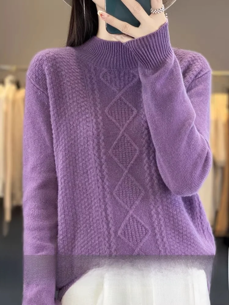 エルドス 厚手カシミヤセーター レディース 00%カシミヤ 2024秋冬 ハーフハイネック ウールニット ベースシャツ