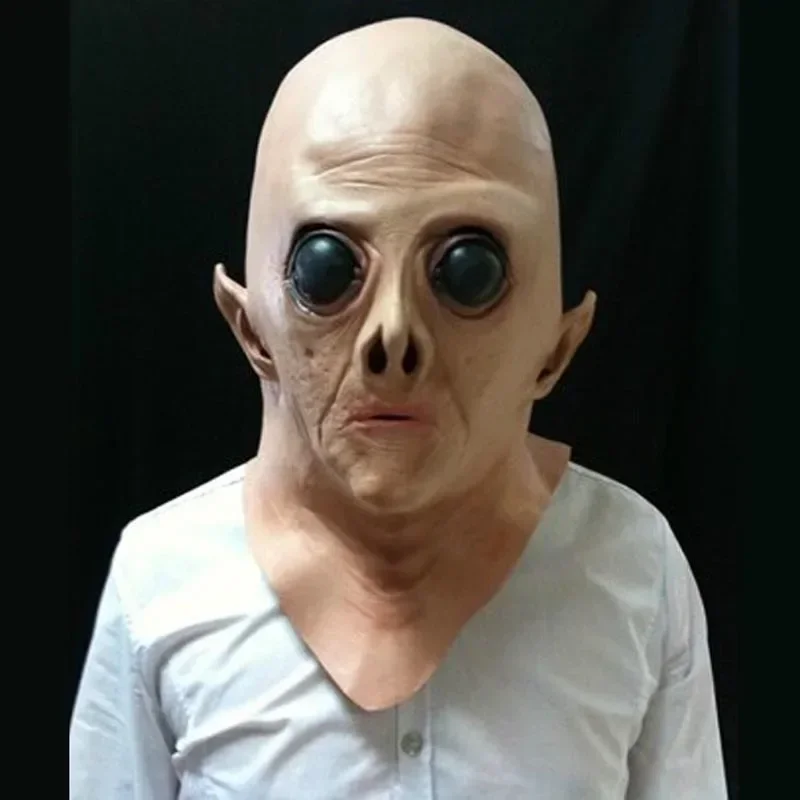 2025 Halloween Assustador OVNI Capacete Látex Alien Máscara de Cabeça Cheia