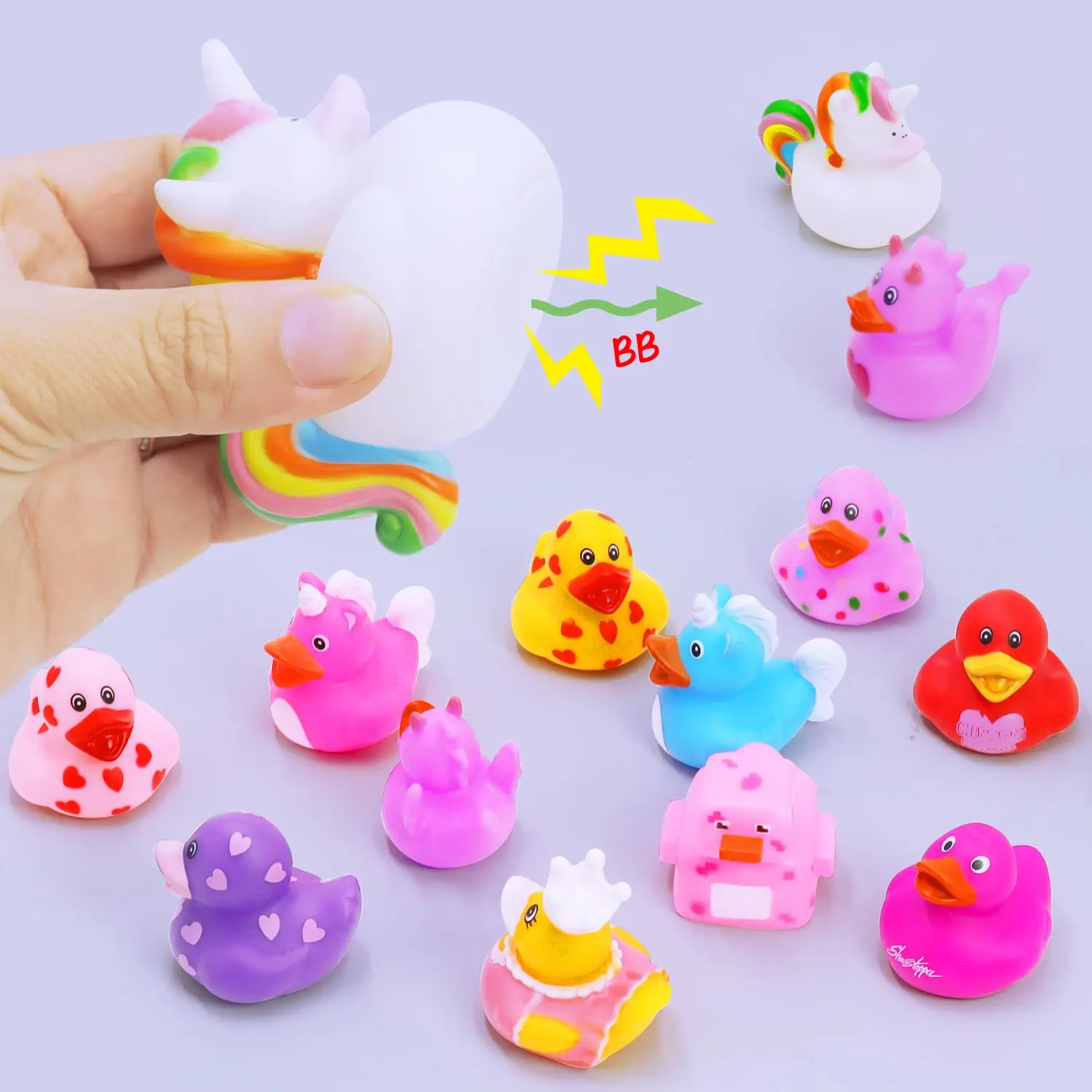 Rubber Duck Toy for Girl,12Pack Ducking Rubber in Bulk for Unicorn Duck Bath Toy,Stocking Stuffer Classroom Party Gift