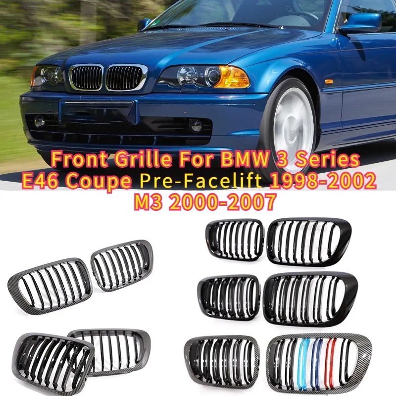 

Решетка радиатора для BMW 3 серии (E46) 1998-2003 годов, купе/кабриолет, до рестайлинга, в стиле M3 2000-2007, одинарная/двойная, аксессуары для автомобиля