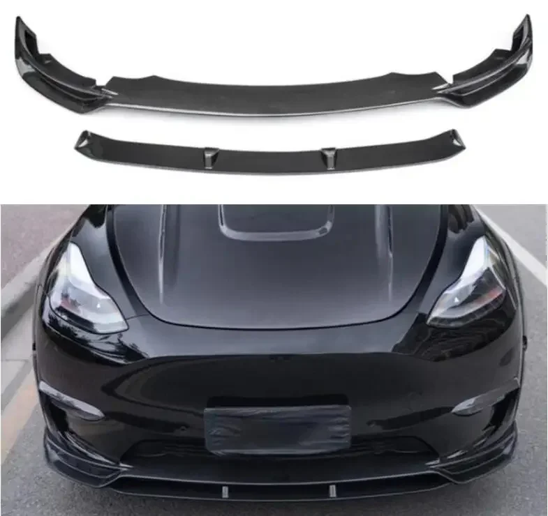 For Tesla Model Y 2021 2022 2023 Front Bumper Lip Splitters Cup Flaps Cover Real Carbon Fiber