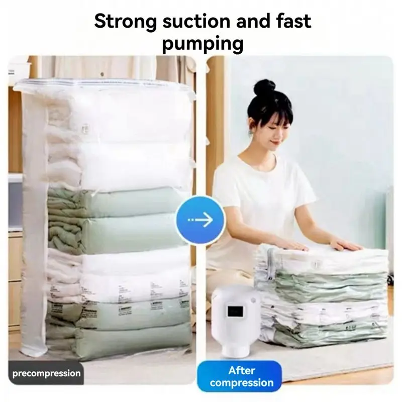 ABBK Portable Vacuum Storage Bag with Electric Pump, 55W Space Saving for Clothes Duvets Blankets, EU Plug, 80% Compression