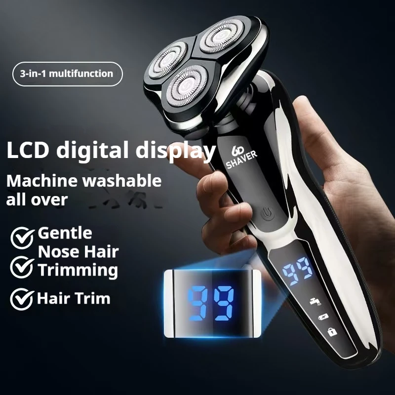 Rechargeable Electric Shaver for Men All in One Trimmer Set with Nose Trimmer Sideburns Trimmer Face Cleaning Brush image 2