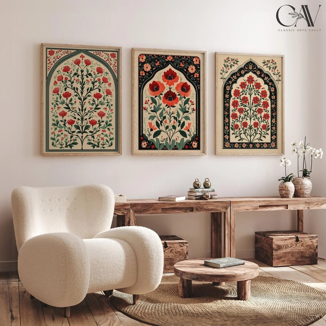 Nordic,Religion Floral Arch Art Islamic Muslim Wall Art Print Canvas Painting Poster Picture For Living Room,Bedroom Home Decor