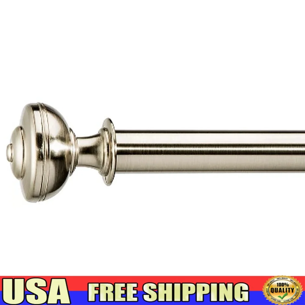 

Adjustable 36 to 66 Inch Knob Curtain Rod Brushed Nickel Metal Drapery Hardware Classic Style Ornamental Finials 5 Pieces
