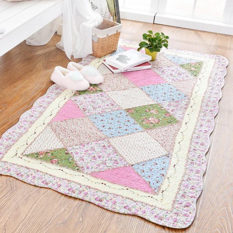 Carpet Soft Quilting Seam Handmade Patchwork Cotton Carpet Quality Non-slip Floor Mat Living Room Doormat Area Rugs Room Mat