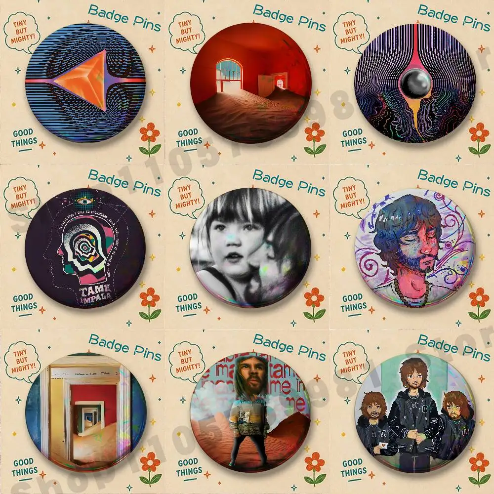 T-Tame Impala K-Kevin Parker Badges Cartoon Character Pins Brooch for Bag Shoes Decoration Jewelry Gifts