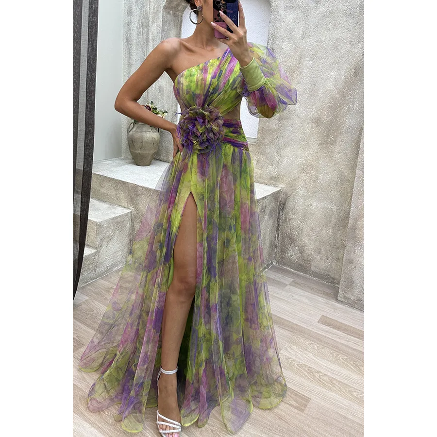 

Sexy Mesh Off Shoulder Dress Elegant Party Tulle Midi Dress Casual Chic Ins Aesthetic Mini Dress Trendy Summer Beach Gown